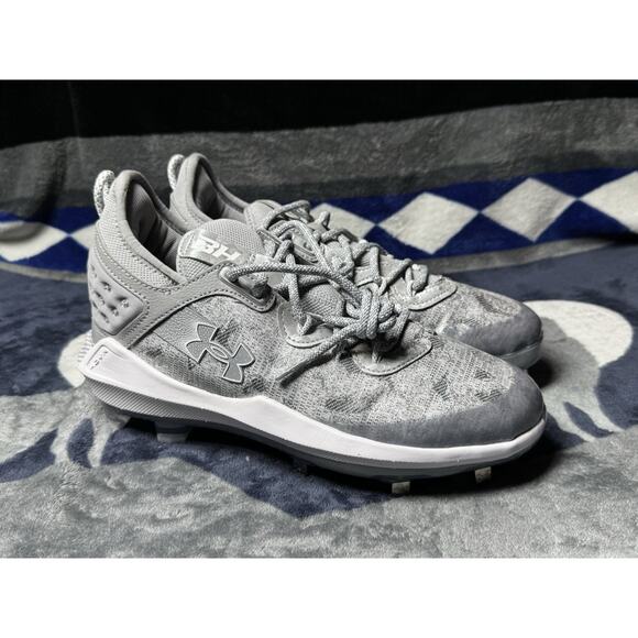 Under Armour Harper 8 Elite Mens 7.5 Halo Grey Metal Baseball Cleats 3026588-102 - Picture 1 of 10